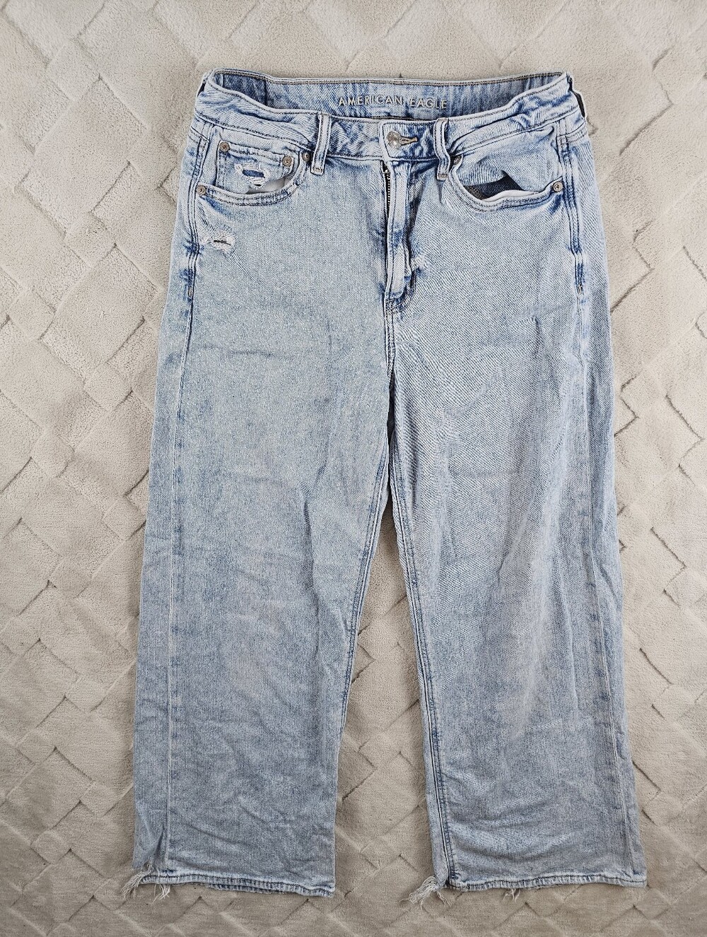 American Eagle Super High Rise Baggy Jean Womens 6 Stretch Denim Light Wash